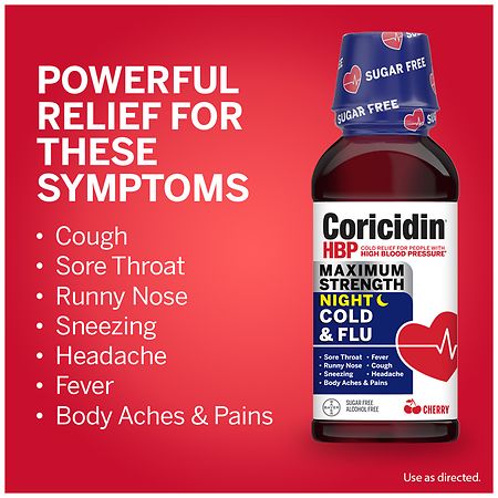 Coricidin HBP Maximum Strength Cold & Flu Night Cherry | Walgreens