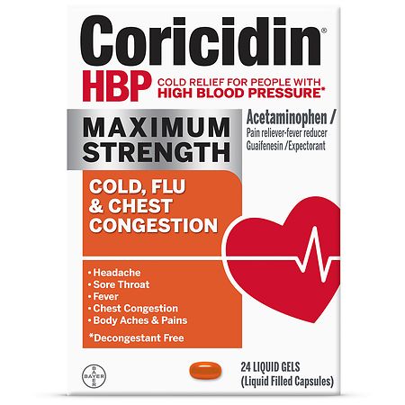 Coricidin HBP Cold, Flu & Chest Congestion Liquid Gels