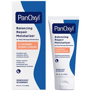 Image of PanOxyl PM Balancing Repair Moisturizer  Niacinamide and Ceramides  Acne Prone and Dry Skin  3 oz