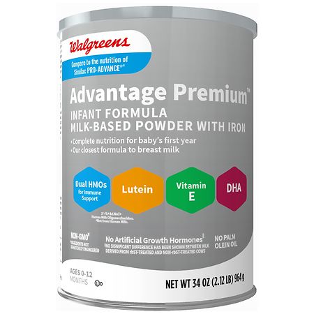 Walgreens Advantage Premium Baby Formula Powder with Iron, Dual HMOs