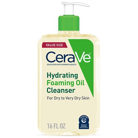 CeraVe Hydrating Foaming Cleansing Oil Face Wash with Squalane Oil, Triglyceride and Hyaluronic Acid For Dry to Very Dry Skin - 16 fl oz