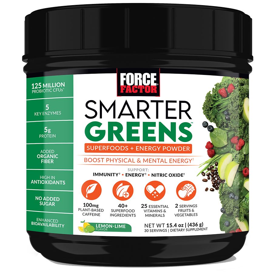 Force Factor Smarter Greens Energy Powder Lemon Lime