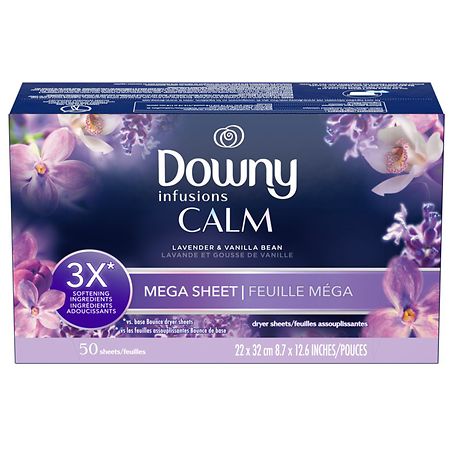 Downy Infusions Mega Dryer Sheets Lavender and Vanilla Bean