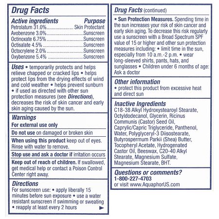 Aquaphor Lip Protectant + Sunscreen