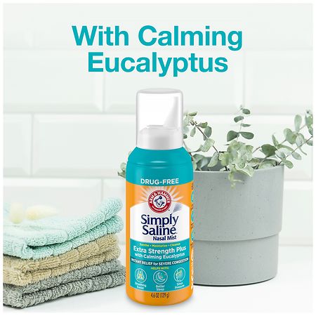 Simply Saline Plus Nighttime Formula Nasal Mist, Eucalyptus, Extra  Strength, 4.6 fl oz - 2pc