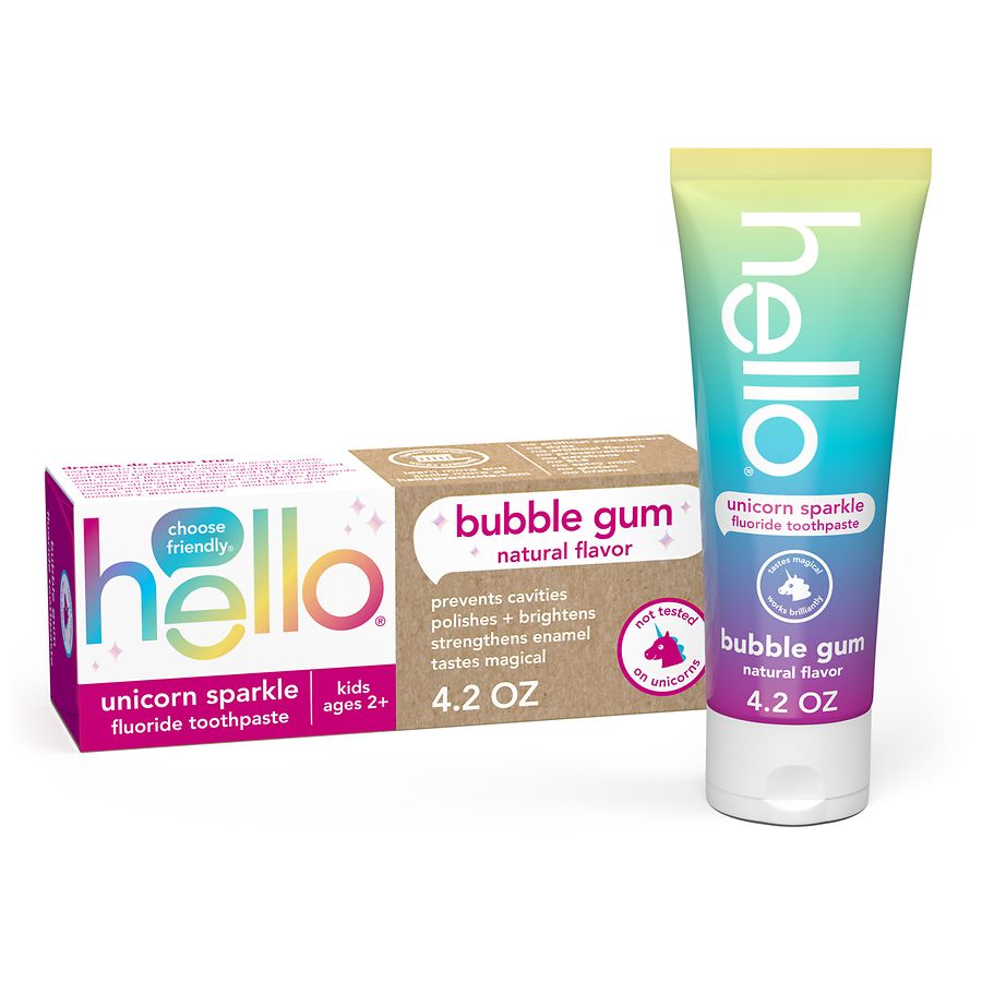 Hello Unicorn Sparkle Kids Toothpaste with Fluoride Bubble Gum | Walgreens