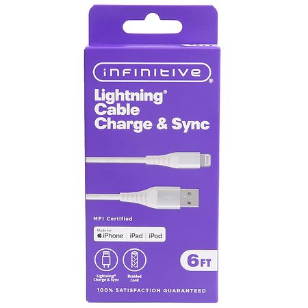 Infinitive USB-A To Lightning Tough Cable White, White