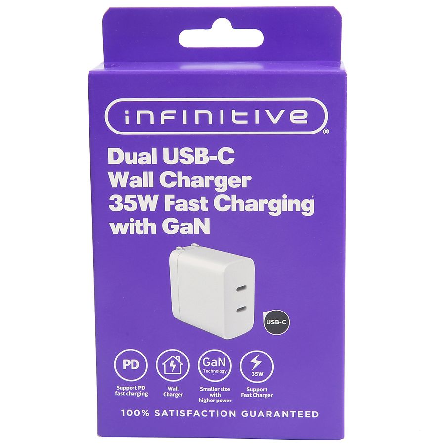 Infinitive Dual USBC Wall Charger 35W Fast Charging With GaN Walgreens