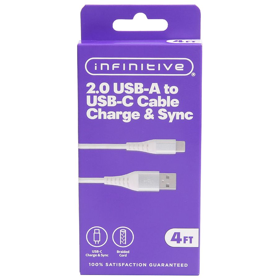 Infinitive Usb A To C Braided Cable White White Walgreens 4680