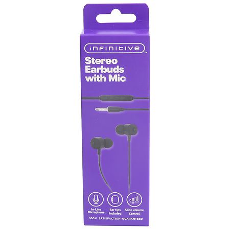 Infinitive Stereo Earbuds With Mic Black