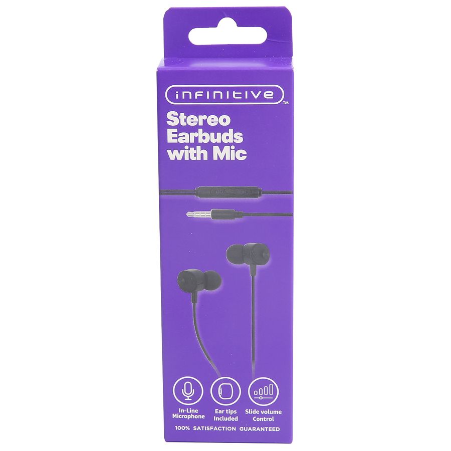 Infinitive Stereo Earbuds With Mic Black Walgreens