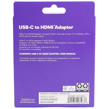 Infinitive USB-C to HDMI Adapter, Black