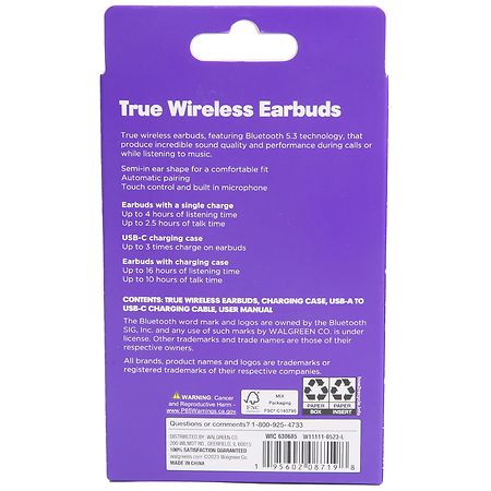 Infinitive True Wireless Earbuds, White | Walgreens