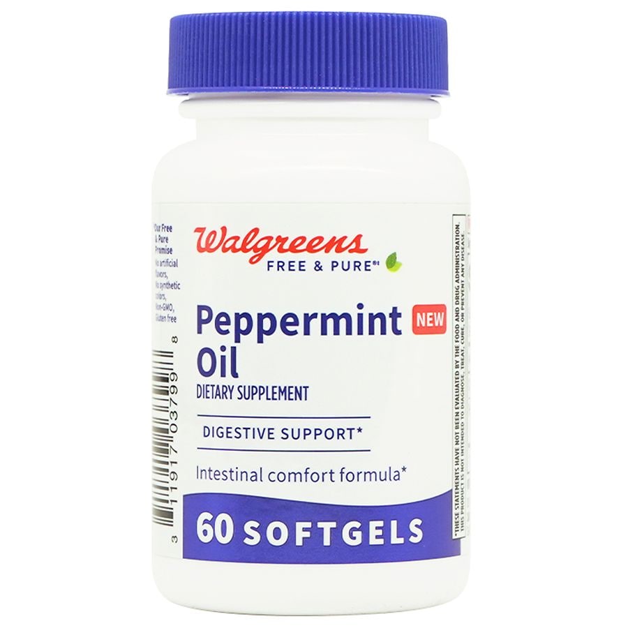 Walgreens Free & Pure Peppermint Oil Supplement Softgels for Digestive