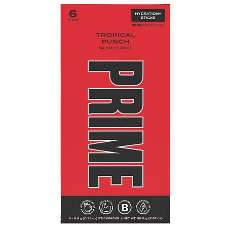 Prime Hydration+ Tropical Punch Sticks - 6pk/0.35 oz Sticks