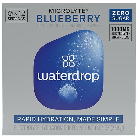 Waterdrop Microlyte Electrolyte Rapid Hydration Cubes Blueberry