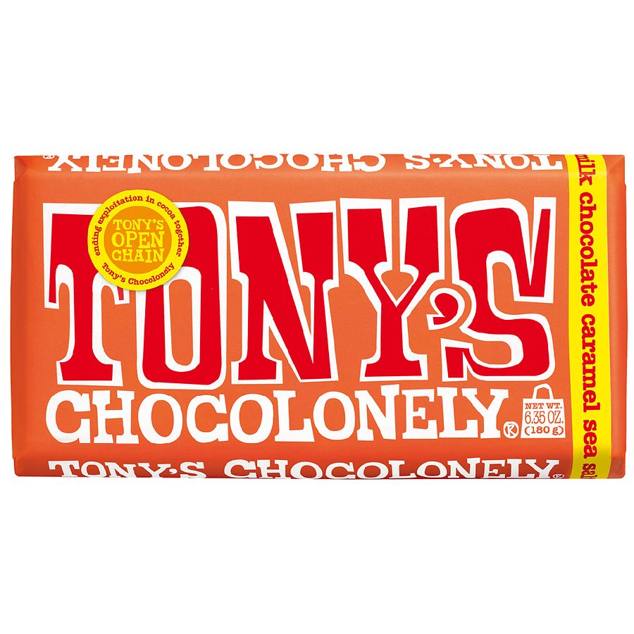 Tony's Chocolonely Candy Bar Milk Chocolate Caramel Sea Salt