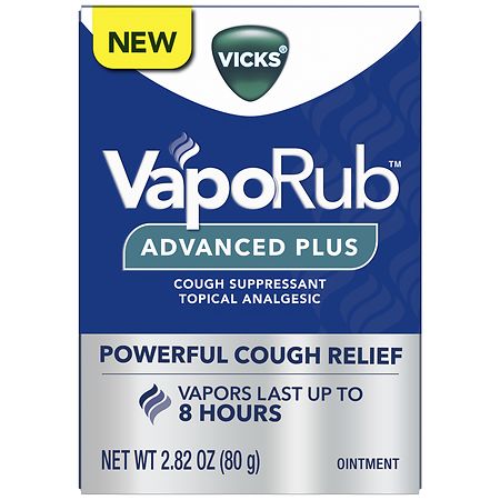 Vicks VapoRub Advanced Plus Cough Suppressant Topical Chest Rub, Analgesic Ointment