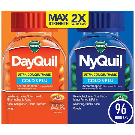 Vicks Dayquil Nyquil Combo Pack, Ultra Concentrated Cold and Flu Medicine