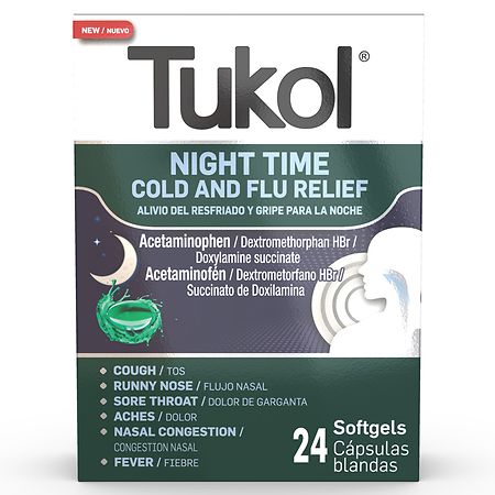 Tukol Night Time Soft Gels, Cold & Flu Multi-Symptom Relief