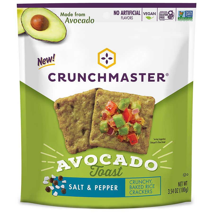 Photo 1 of ** non refundable **
12 pack- Crunchmaster, Avocado Toast, Crunchy Baked Rice Crackers, Salt & Pepper, 3.54 Oz (100 G)