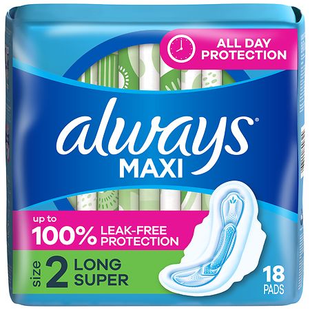 Always Maxi Pads with Wings Size 2: Long, Super