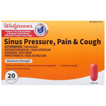 Walgreens Sinus Pressure, Pain & Cough, Maximum Strength, Caplets