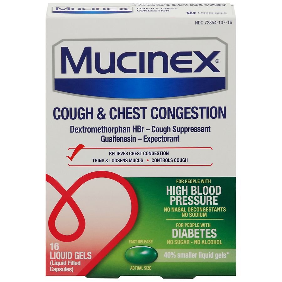 Mucinex Cough & Chest Congestion, Fast Release, Capsules | Walgreens