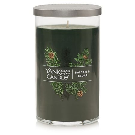 Yankee Candle Medium Pillar Balsam & Cedar, Dark Green