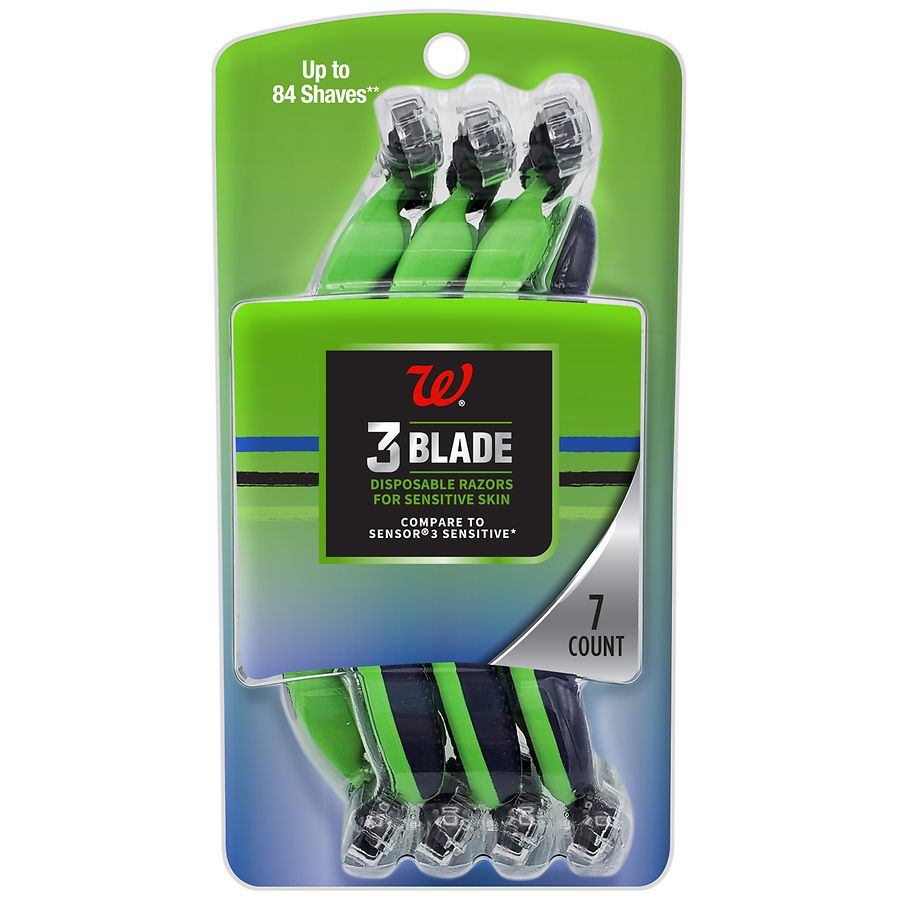 Walgreens Men's 3 Blade Disposable Razors for Sensitive Skin | Walgreens