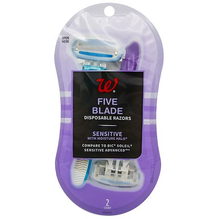 Walgreens Five Blade Disposable Razors with Moisture Halo for Sensitive Skin