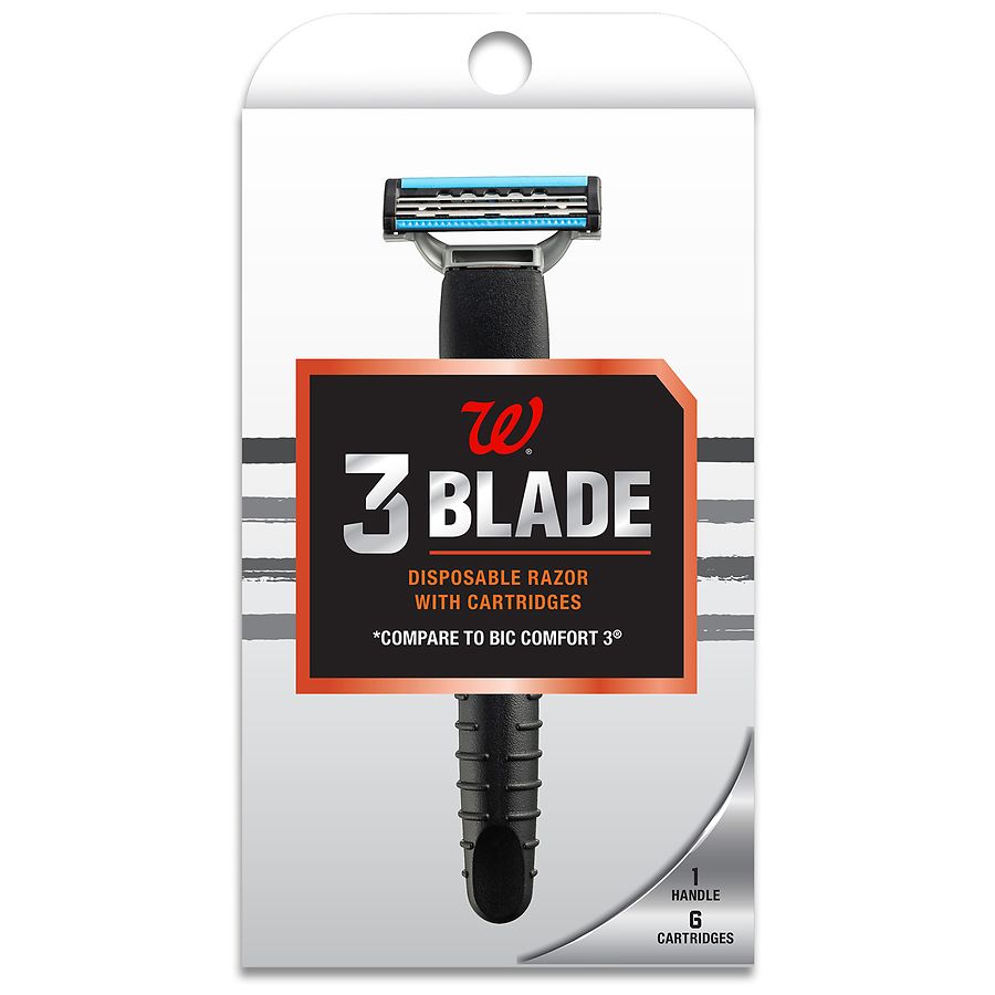 Walgreens Men's 3 Blade Disposable Razor Kit with 6 Cartridges | Walgreens