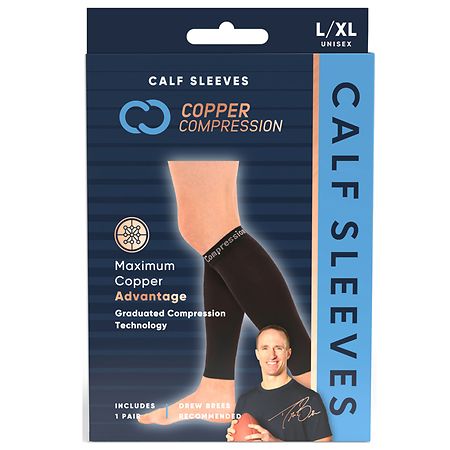 Copper Compression Calf Sleeves -Compression Sleeve for Recovery & Performance Black