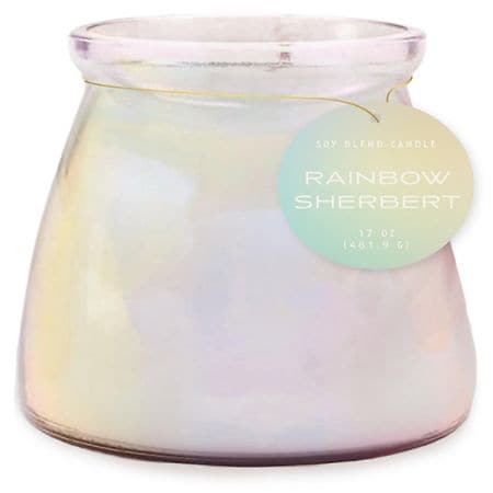Modern Expressions Iridescent Glass Candle Rainbow Sherbert