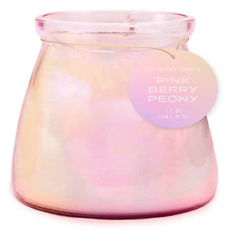 Modern Expressions Iridescent Glass Candle Pink Berry Peony