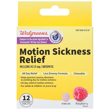 Walgreens Motion Sickness Relief Chewable Tablets Raspberry