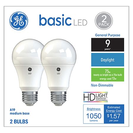 GE 75W Basic LED Daylight Bulbs