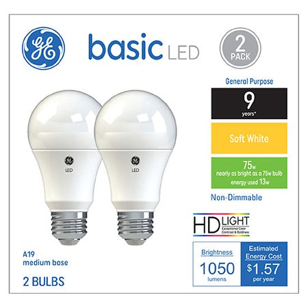 GE 75W Basic LED Soft White Bulbs
