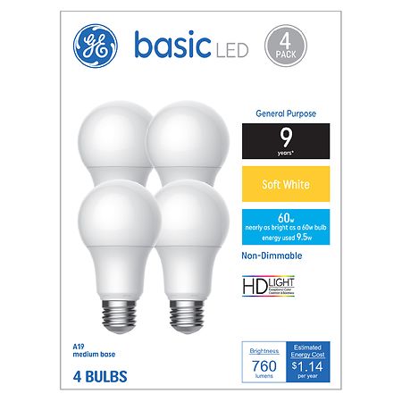 GE 60W Basic LED Soft White Bulbs