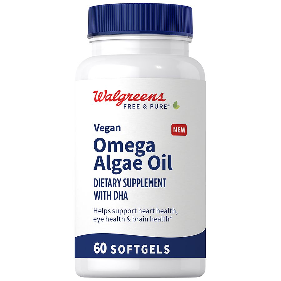 Walgreens Free & Pure Vegan Omega Algae Oil with DHA Softgels (60 days