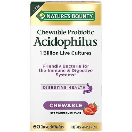 Nature's Bounty Chewable Probiotic Acidophilus with 1 Billion Live Cultures Strawberry