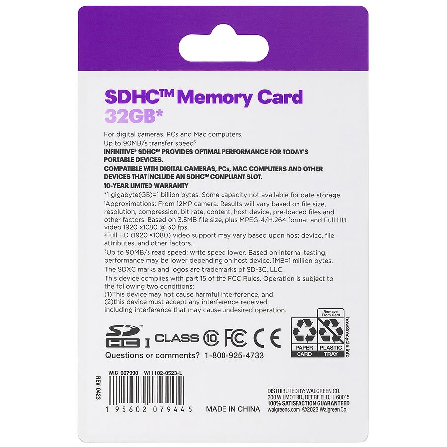 Infinitive SDHC Memory Card 32GB | Walgreens