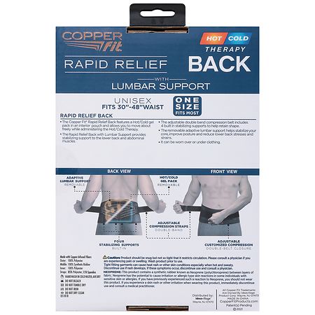 Copper Fit Back Support, Rapid Relief, 3 in 1, Unisex