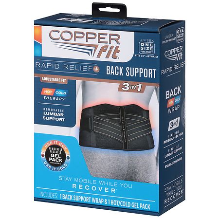 Copper Fit ICE Unisex Adjustable Compression Back Brace Infused with  Menthol and Coq10, Black (Black) Findings - ShopStyle Workout Accessories