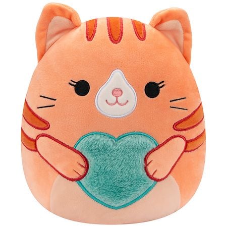 Squishmallows Tabby Cat Holding Heart 11 Inch Orange