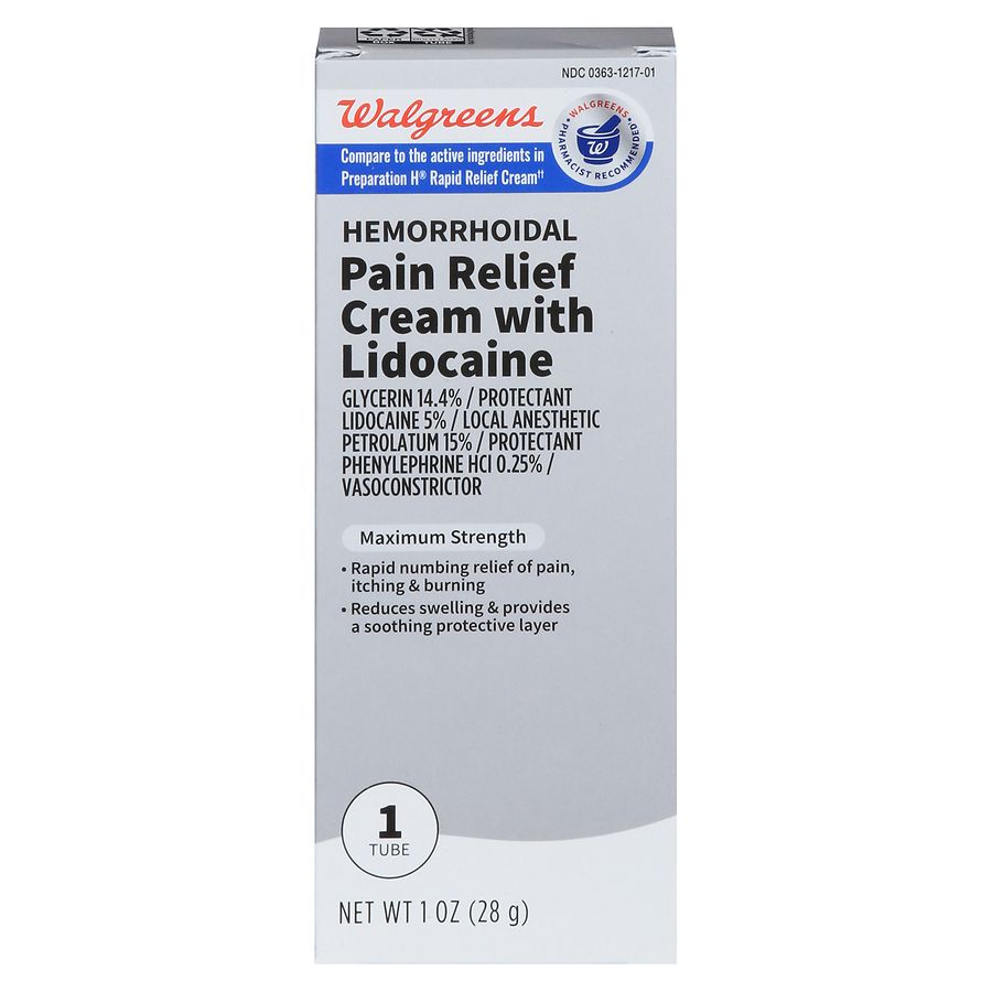 Walgreens Hemorrhoidal Pain Relief Cream with Lidocaine Walgreens