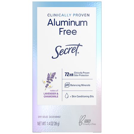 Secret Aluminum Free Deodorant Dry Solid Lavender & Chamomile