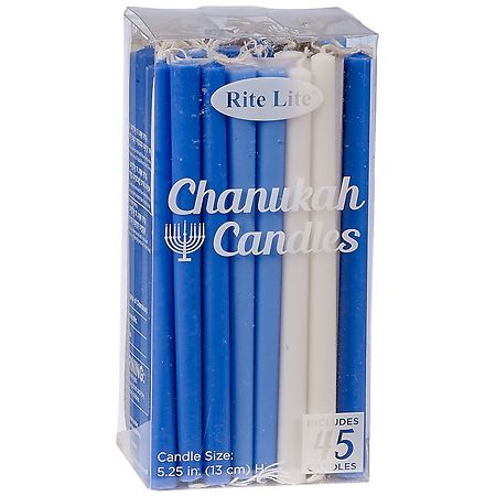 Rite Lite Deluxe Chanukah Candles - Assorted Blue, Light Blue & White