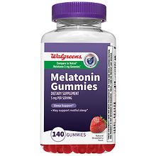 Walgreens Melatonin 5 mg Gummies (100 days) Natural Strawberry | Walgreens