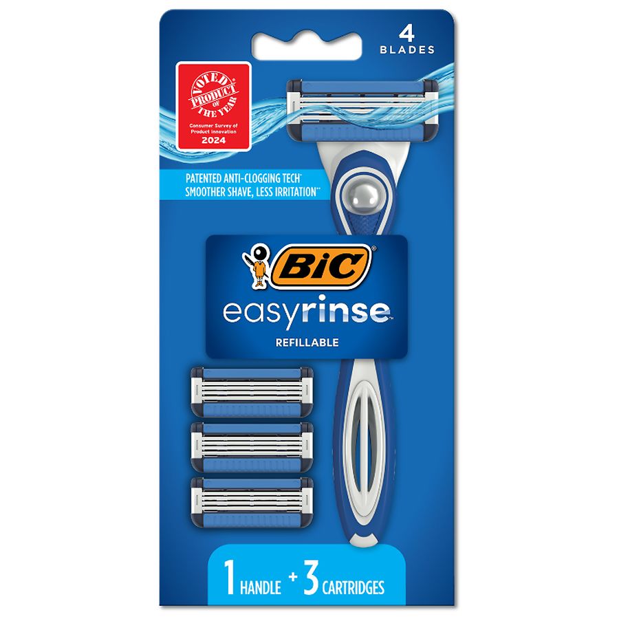 BIC Refillable Men's Razors With 4 Blades, 1 Handle & 3 Refill ...